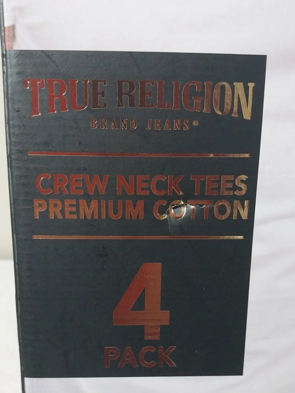 True Religion Men's Crew Tees Premium Cotton Black 4 Pack Large NEW